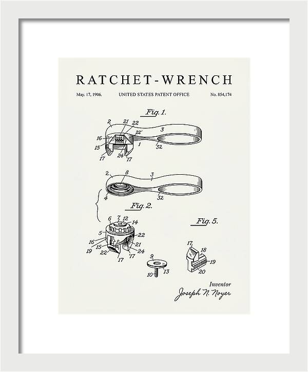 Ratchet Wrench Minimalist Patent Us854174a