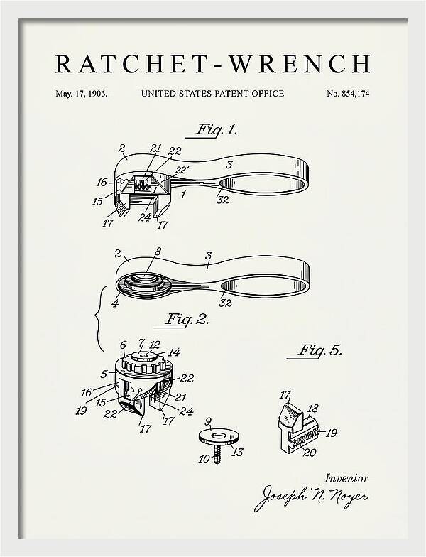 Ratchet Wrench Minimalist Patent Us854174a