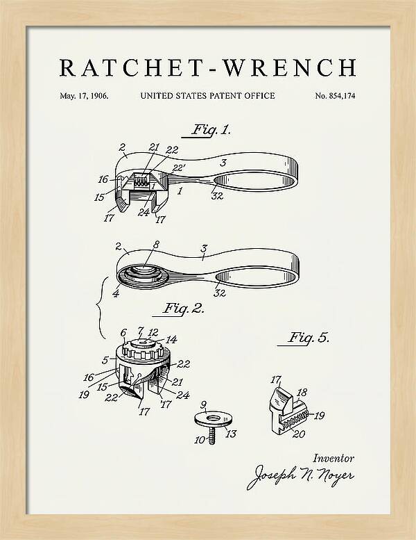 Ratchet Wrench Minimalist Patent Us854174a