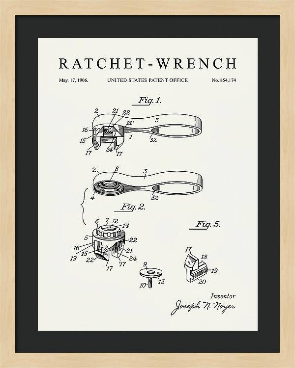 Ratchet Wrench Minimalist Patent Us854174a