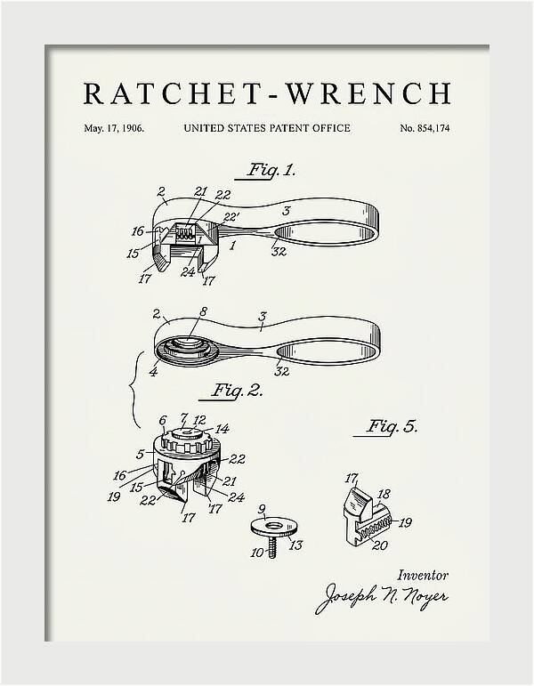 Ratchet Wrench Minimalist Patent Us854174a