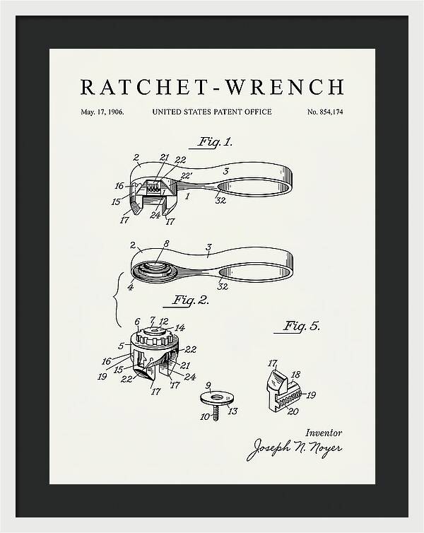 Ratchet Wrench Minimalist Patent Us854174a