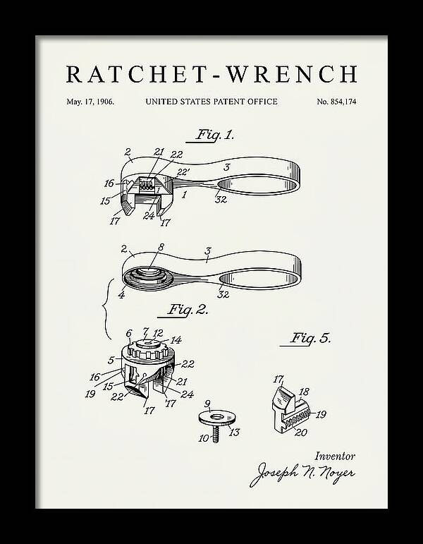 Ratchet Wrench Minimalist Patent Us854174a