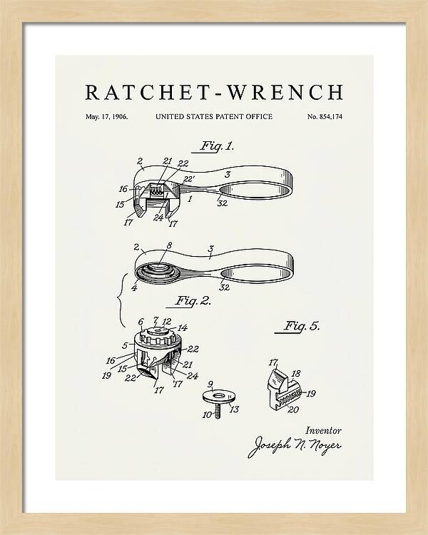 Ratchet Wrench Minimalist Patent Us854174a
