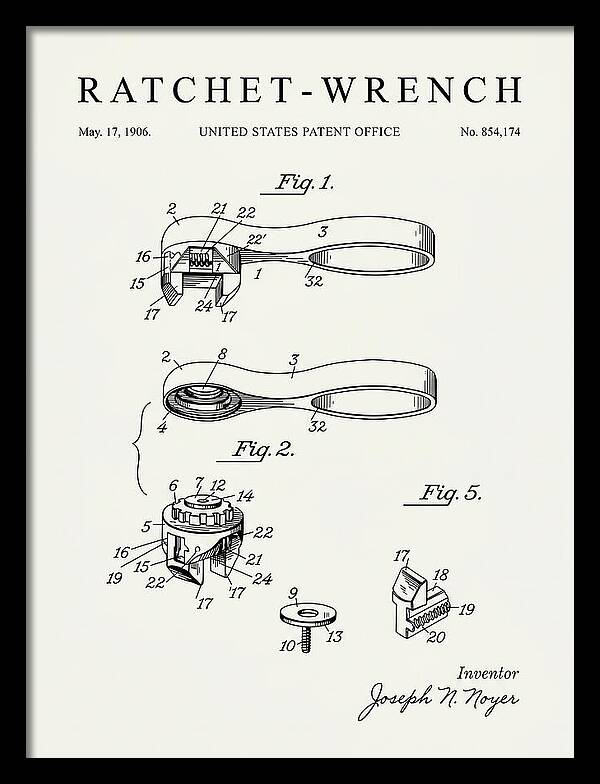 Ratchet Wrench Minimalist Patent Us854174a