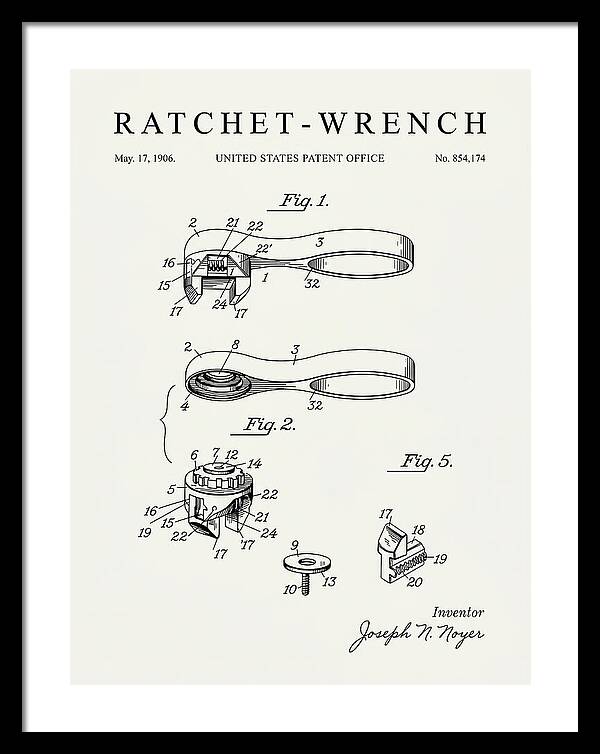 Ratchet Wrench Minimalist Patent Us854174a