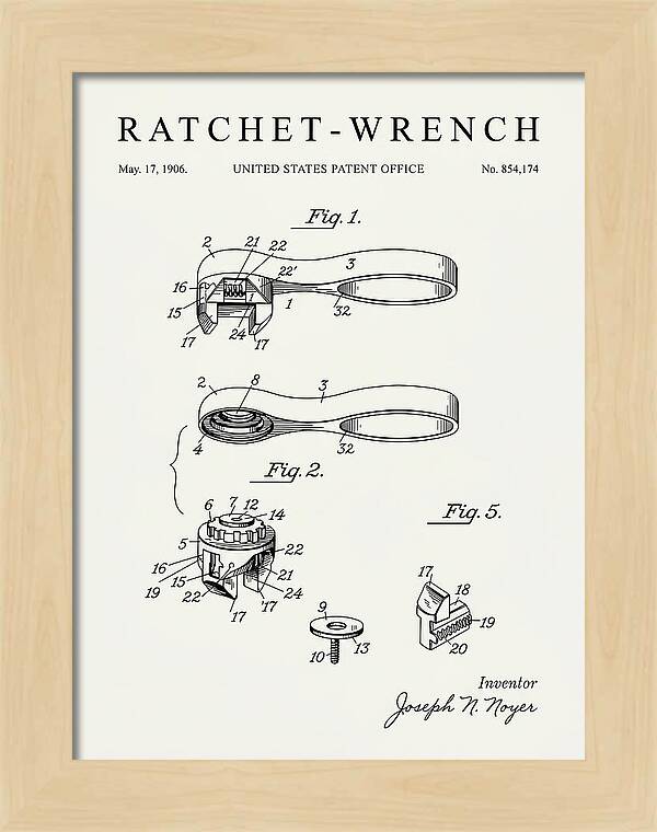 Ratchet Wrench Minimalist Patent Us854174a
