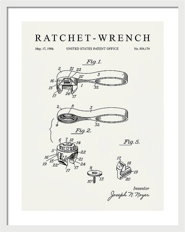 Ratchet Wrench Minimalist Patent Us854174a