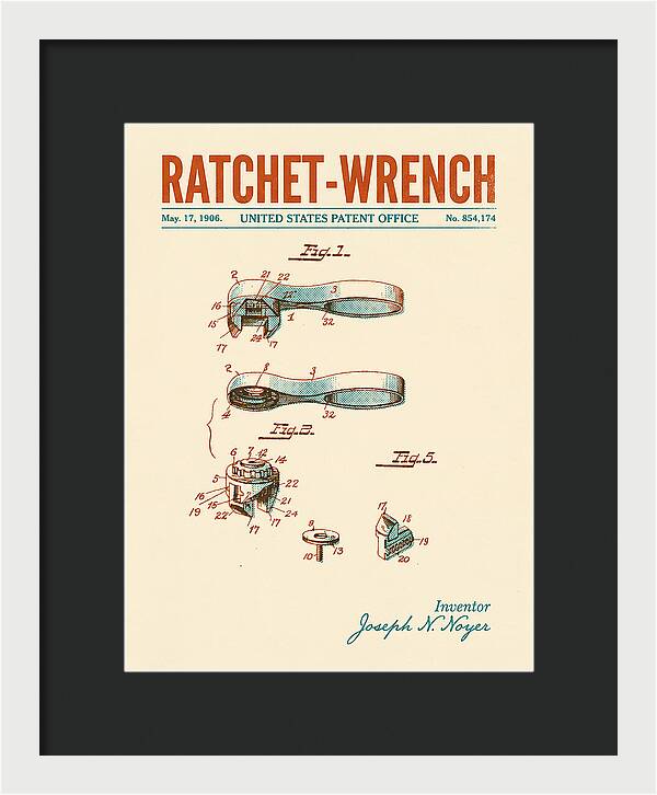 Ratchet Wrench Retro Patent Us854174a