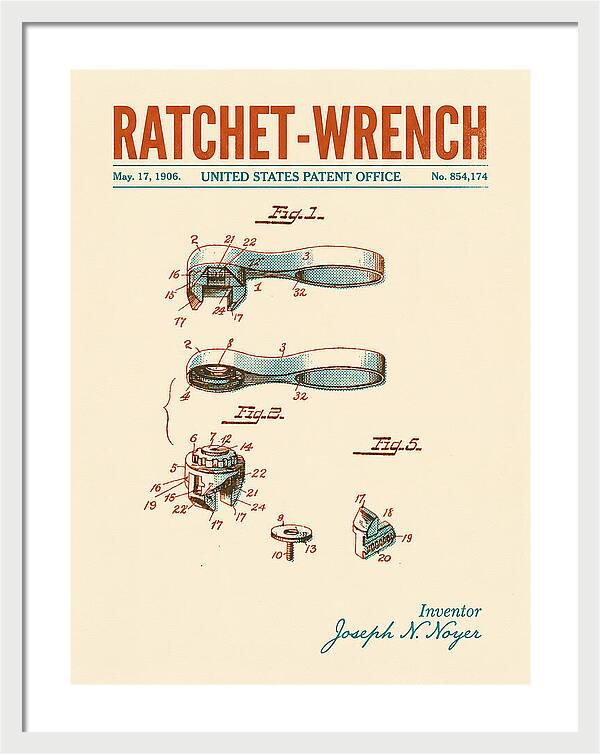 Ratchet Wrench Retro Patent Us854174a