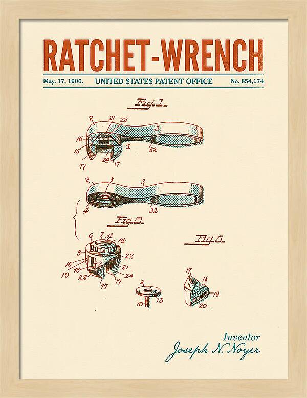 Ratchet Wrench Retro Patent Us854174a