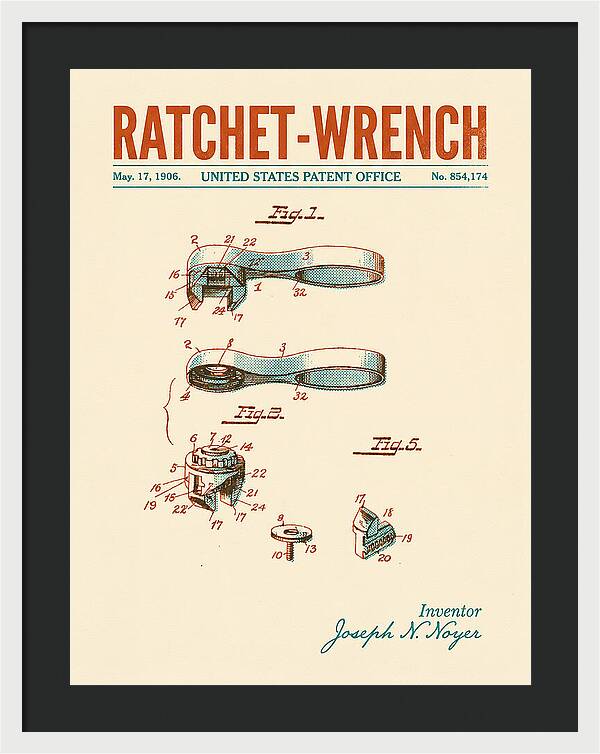 Ratchet Wrench Retro Patent Us854174a