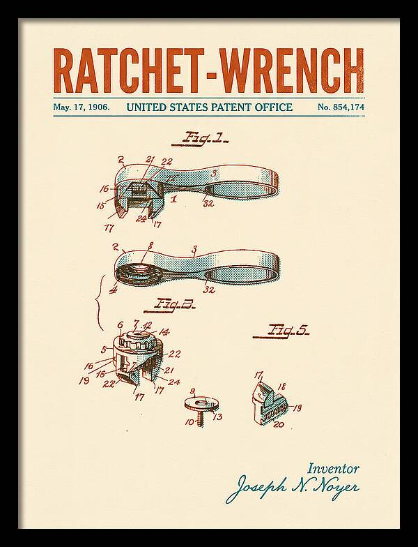 Ratchet Wrench Retro Patent Us854174a