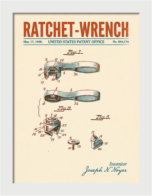 Ratchet Wrench Retro Patent Us854174a