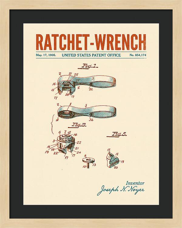 Ratchet Wrench Retro Patent Us854174a