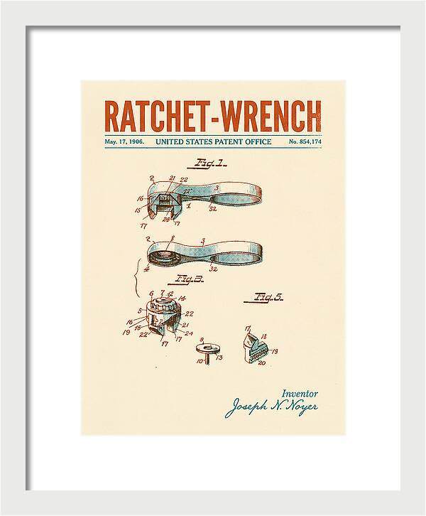 Ratchet Wrench Retro Patent Us854174a