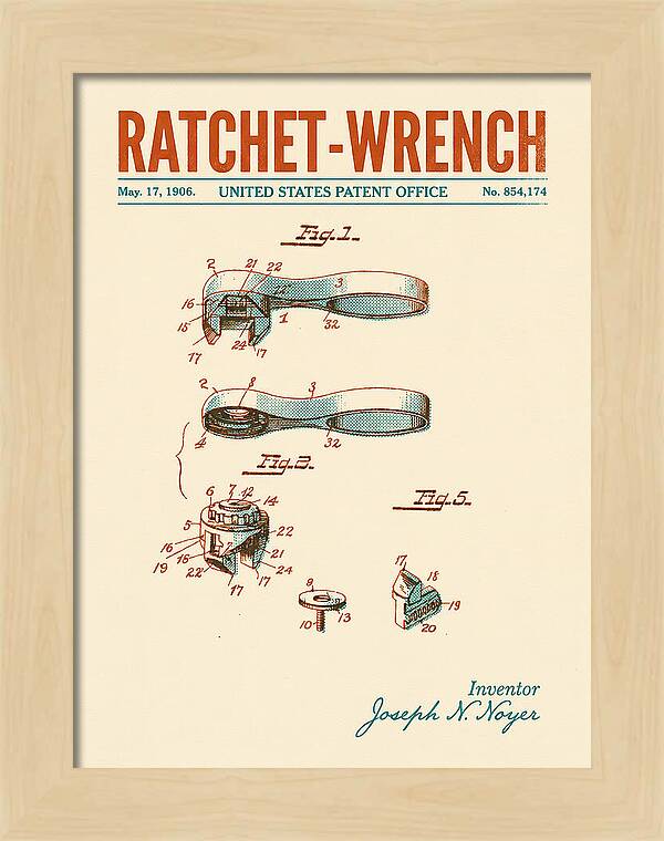 Ratchet Wrench Retro Patent Us854174a