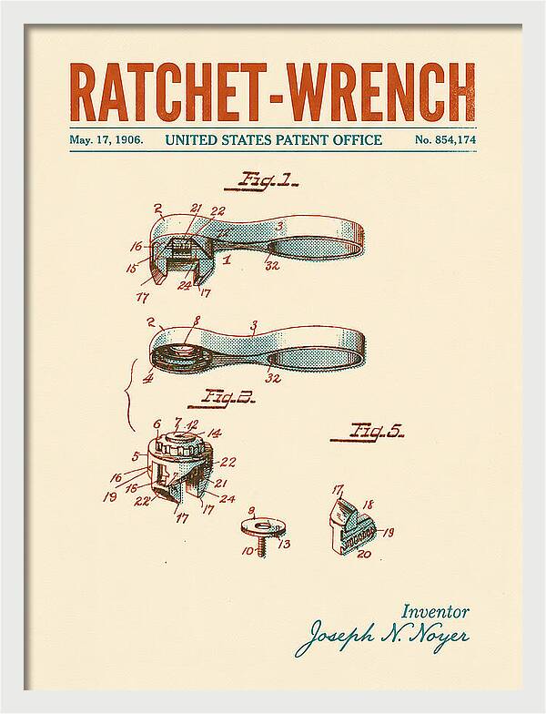 Ratchet Wrench Retro Patent Us854174a