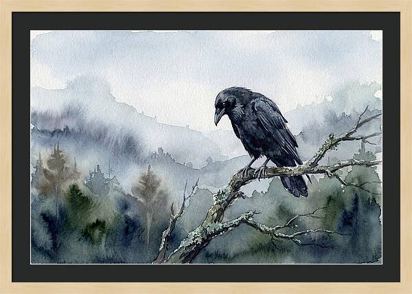 Raven Perched In Nature