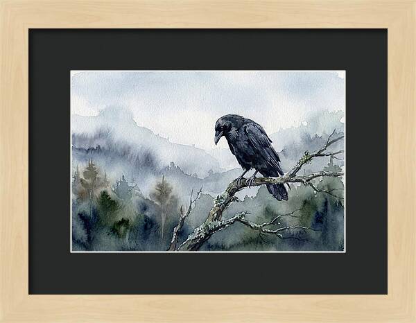 Raven Perched In Nature