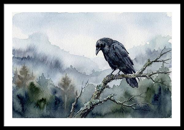 Raven Perched In Nature