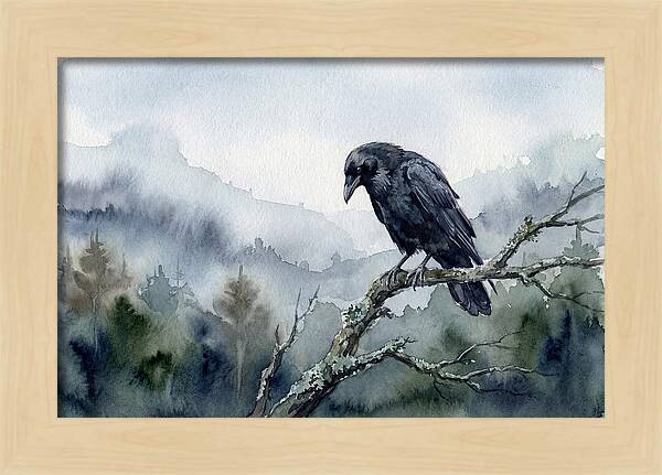 Raven Perched In Nature