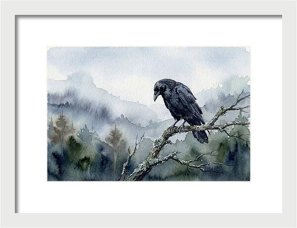 Raven Perched In Nature
