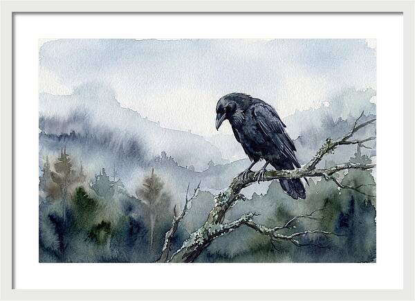 Raven Perched In Nature