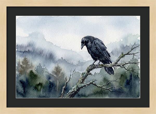 Raven Perched In Nature