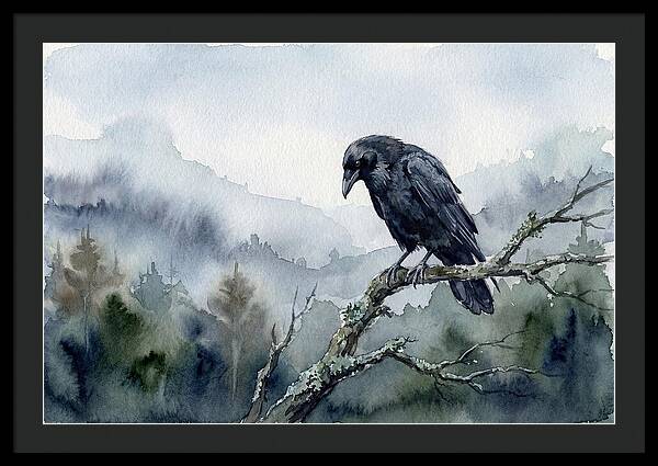 Raven Perched In Nature