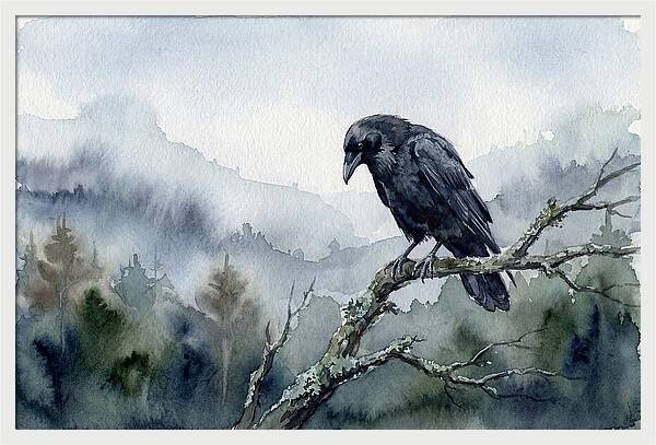 Raven Perched In Nature