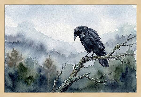 Raven Perched In Nature