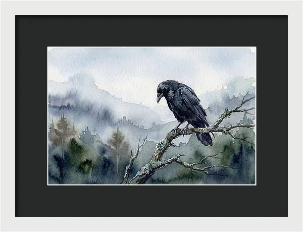 Raven Perched In Nature