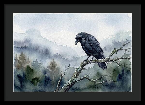 Raven Perched In Nature