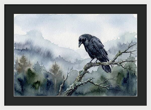 Raven Perched In Nature