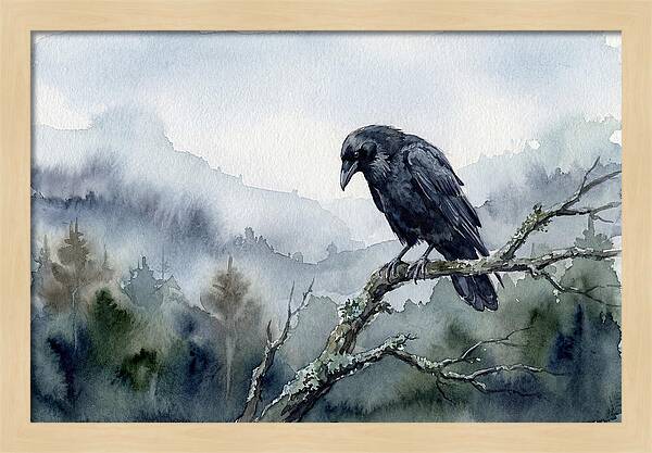 Raven Perched In Nature