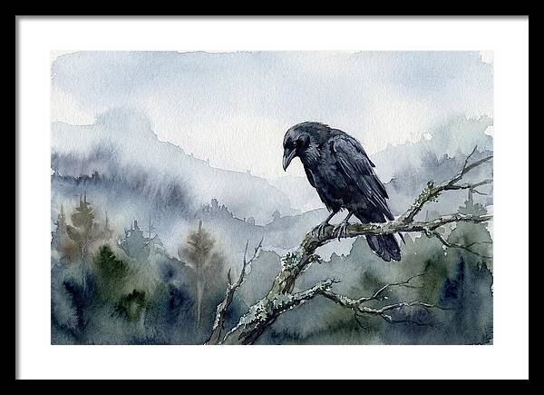 Raven Perched In Nature