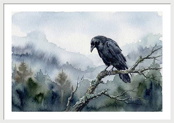 Raven Perched In Nature