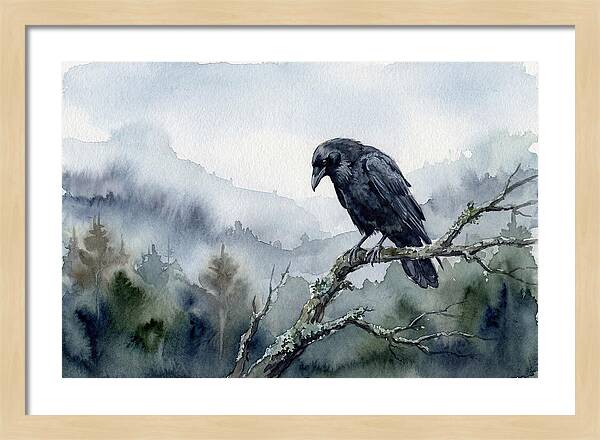 Raven Perched In Nature