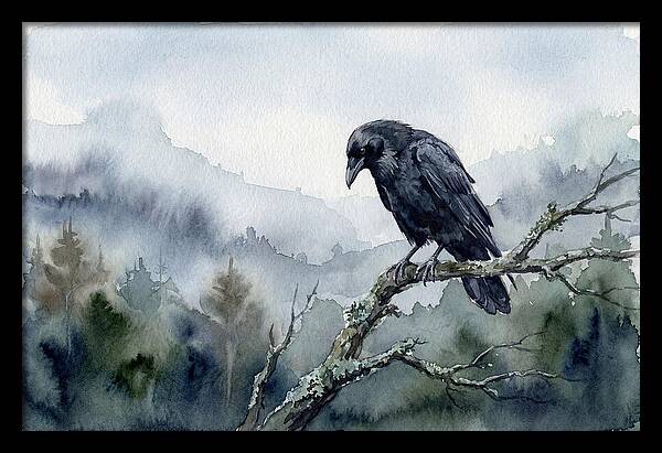 Raven Perched In Nature