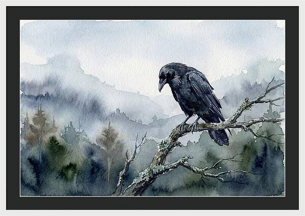 Raven Perched In Nature