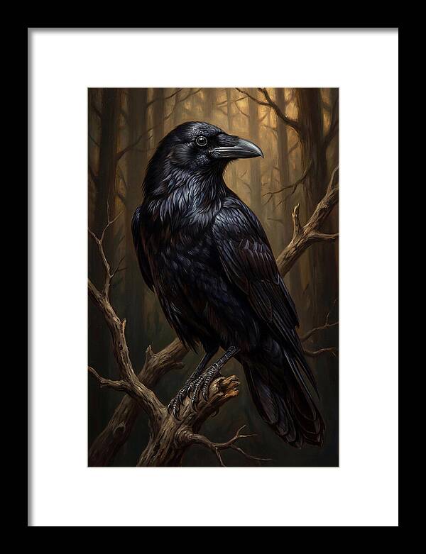 Raven Perched In Twilight
