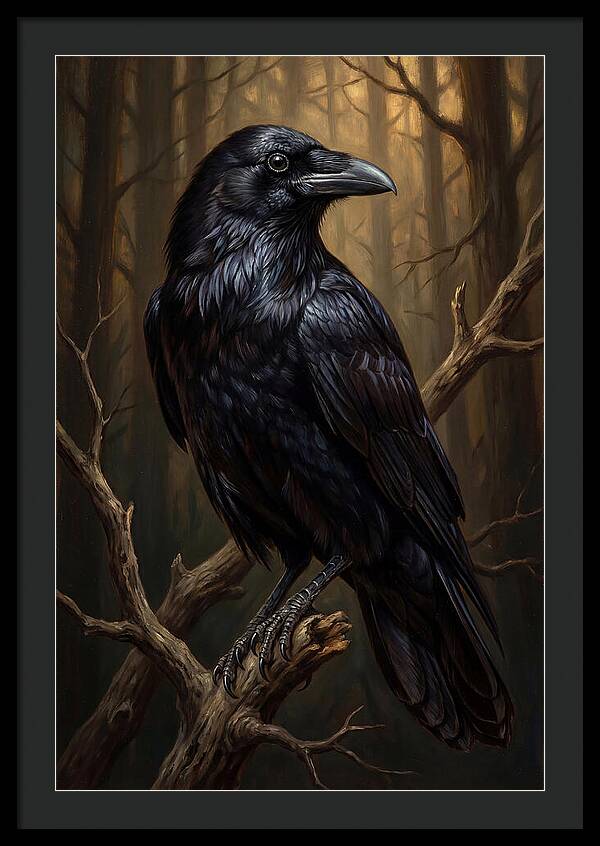 Raven Perched In Twilight