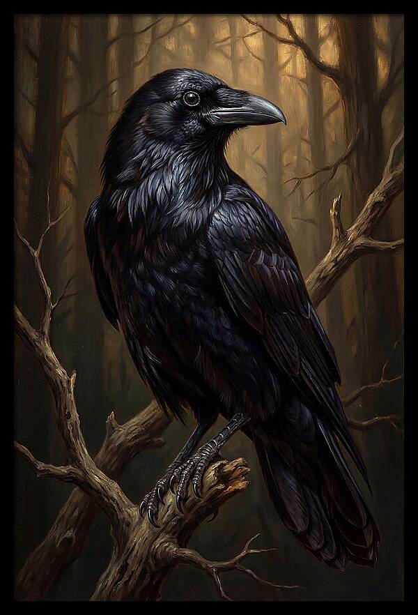 Raven Perched In Twilight