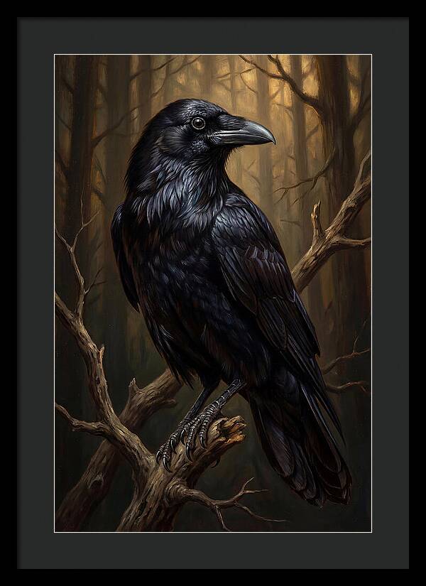 Raven Perched In Twilight