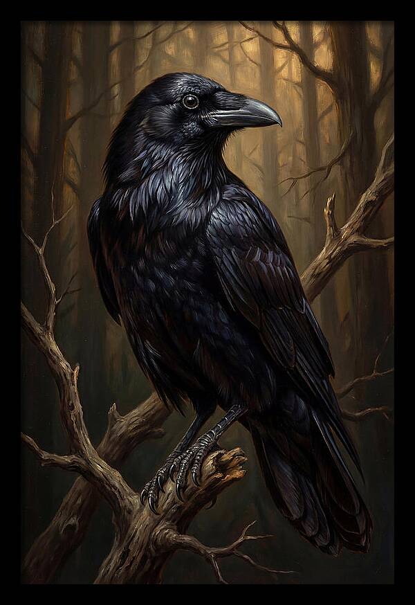 Raven Perched In Twilight