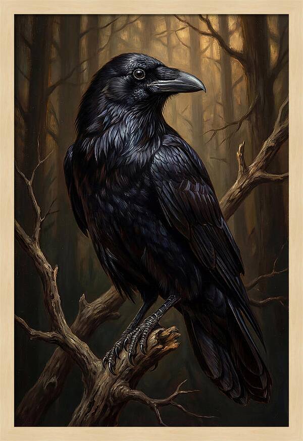 Raven Perched In Twilight