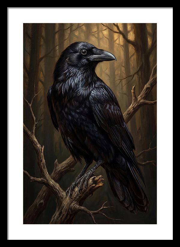 Raven Perched In Twilight