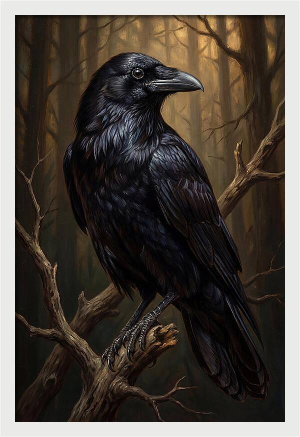 Raven Perched In Twilight