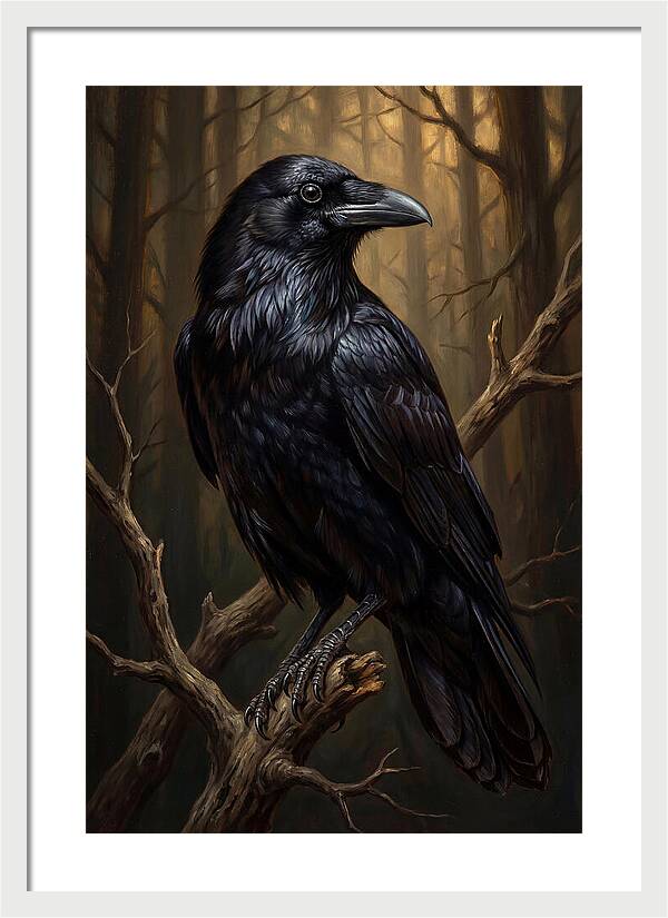 Raven Perched In Twilight